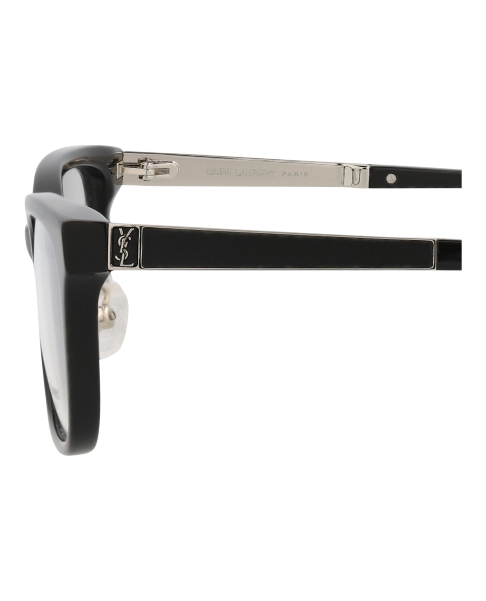 Saint Laurent Saint Laurent Womens Square/Rectangle Black Silver Transparent Fashion Designer Eyewear