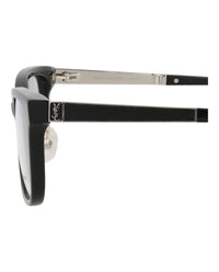 Saint Laurent Saint Laurent Womens Square/Rectangle Black Silver Transparent Fashion Designer Eyewear