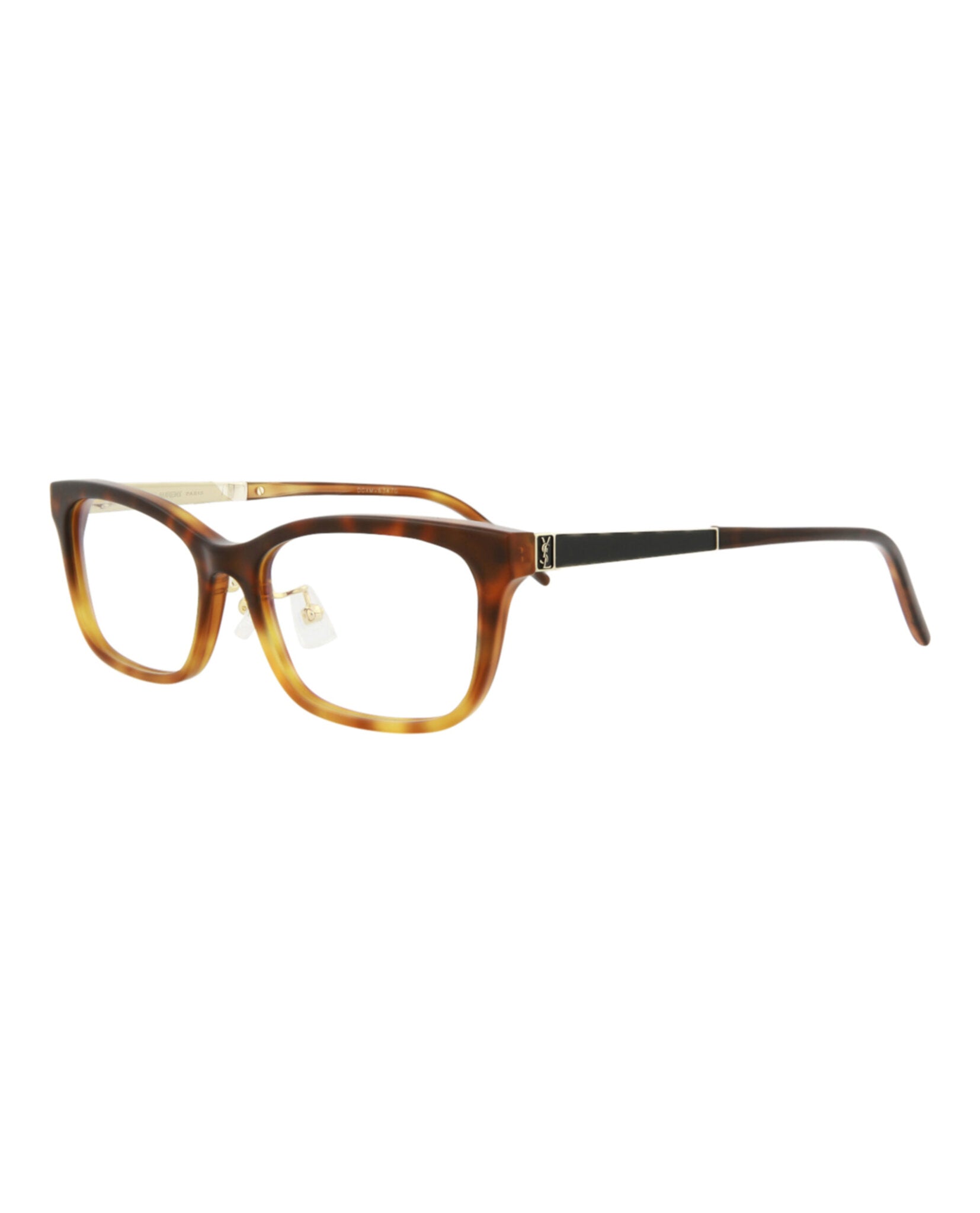 Saint Laurent Saint Laurent Womens Square/Rectangle Havana Gold Transparent Fashion Designer Eyewear