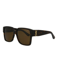 Saint Laurent Unisex Square/Rectangle Avana Avana Brown Fashion Designer Eyewear