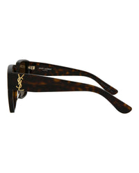 Saint Laurent Unisex Square/Rectangle Avana Avana Brown Fashion Designer Eyewear