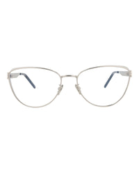 Saint Laurent Saint Laurent Womens Cat Eye Silver Silver Transparent Fashion Designer Eyewear