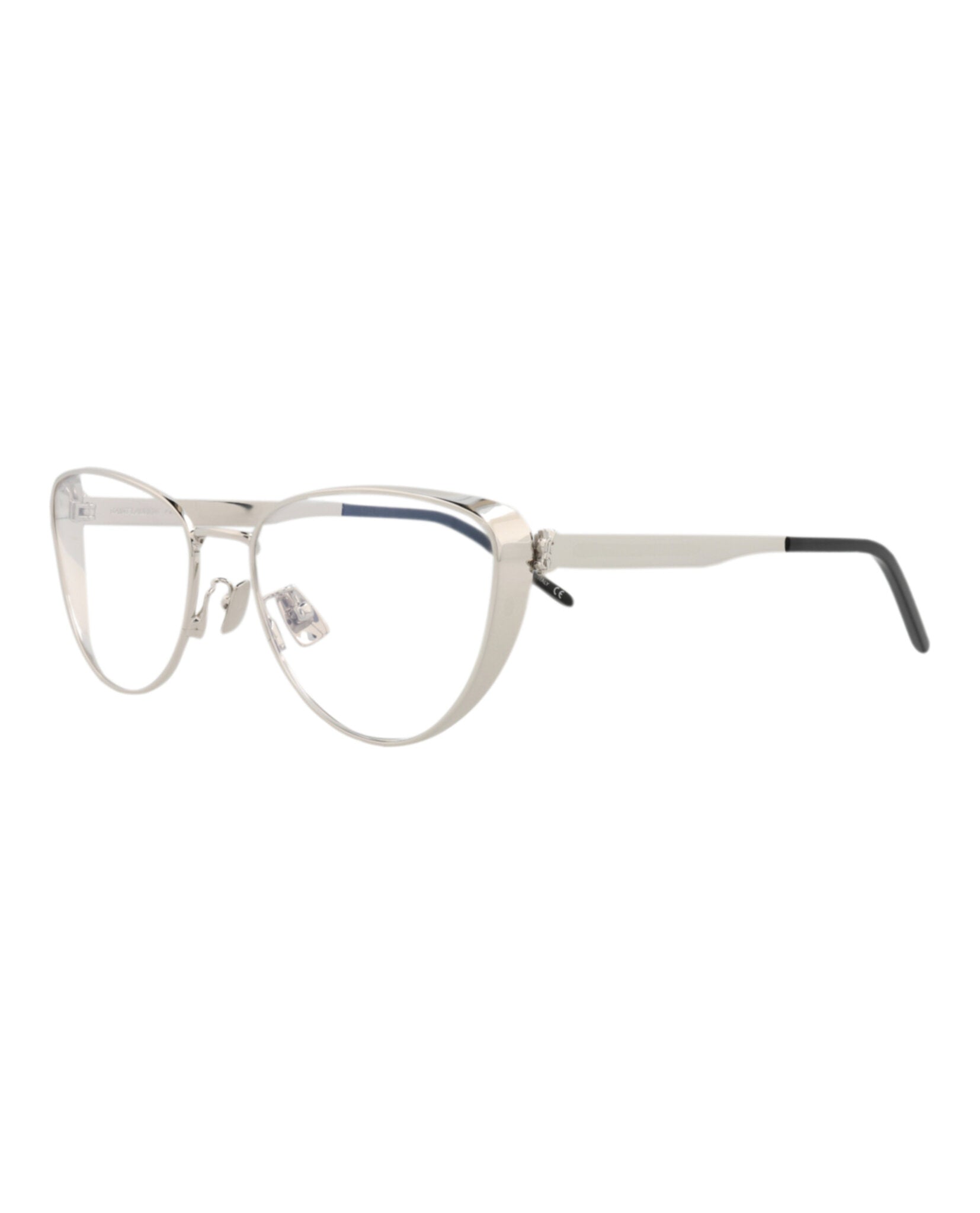 Saint Laurent Saint Laurent Womens Cat Eye Silver Silver Transparent Fashion Designer Eyewear