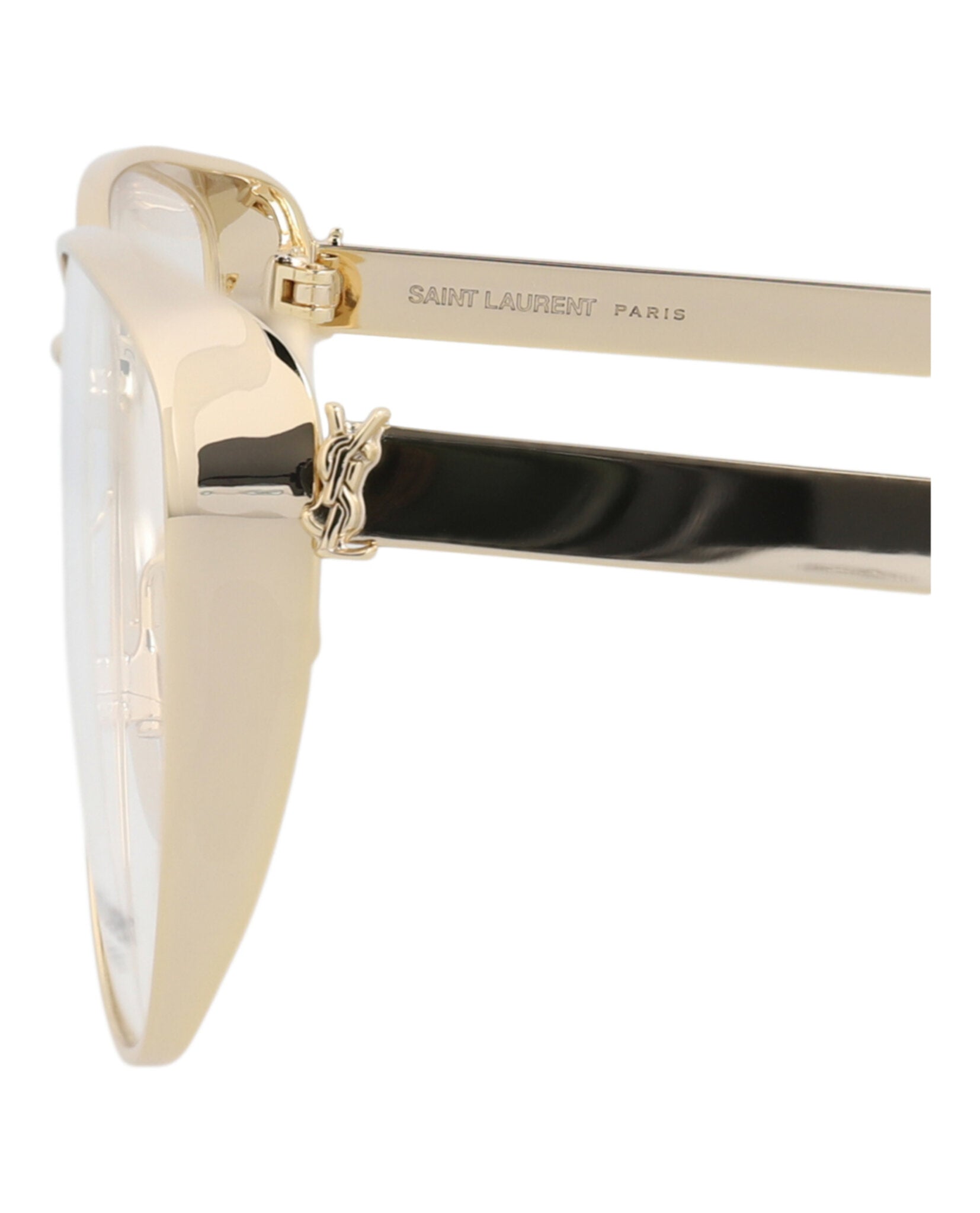 Saint Laurent Womens Cat Eye Gold Gold Transparent Fashion Designer Eyewear