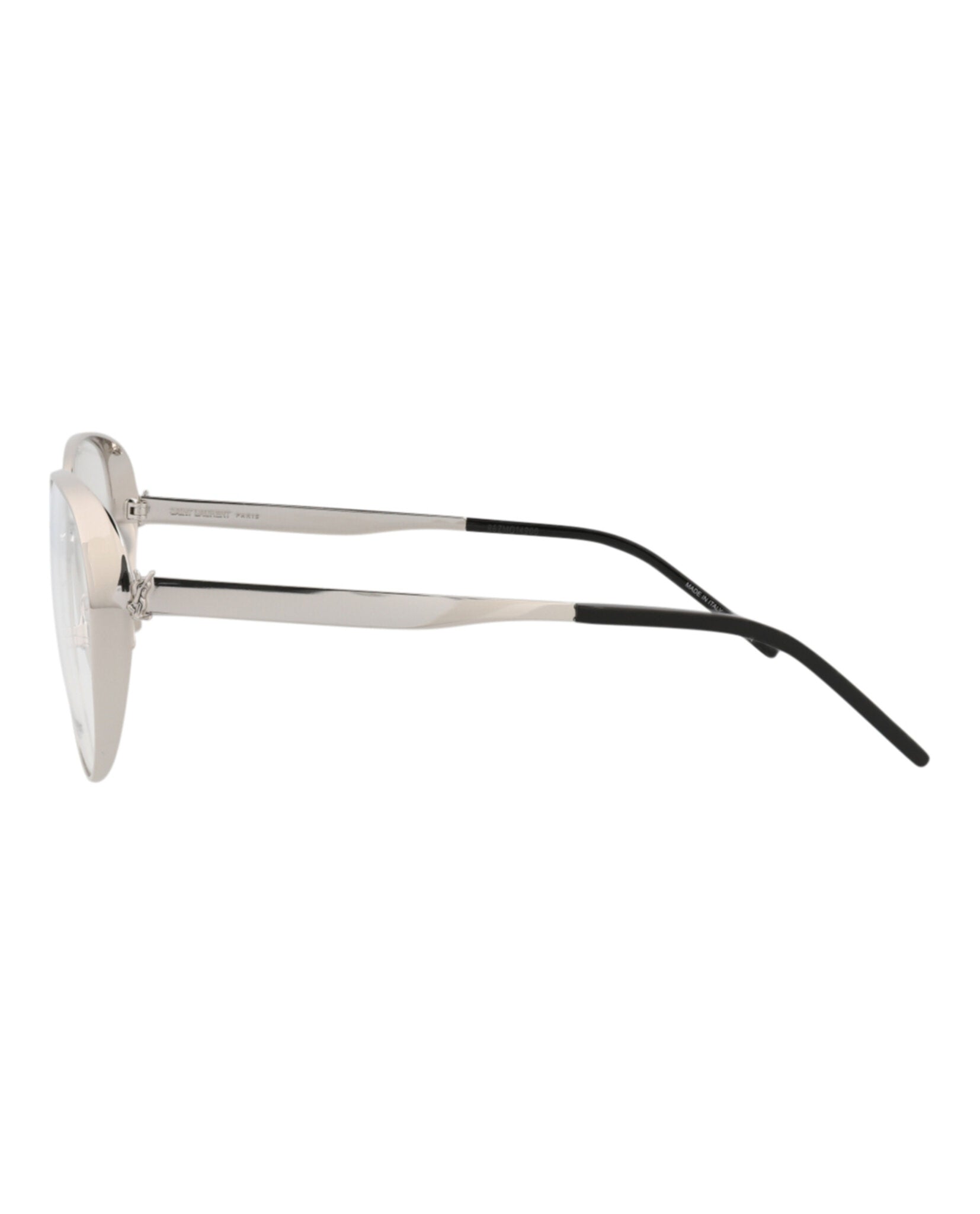 Saint Laurent Saint Laurent Womens Round/Oval Silver Silver Transparent Fashion Designer Eyewear