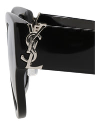 Saint Laurent Saint Laurent Womens Cat Eye Black Black Silver Fashion Designer Eyewear