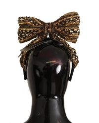 Dolce & Gabbana Embellished Bow Headband Women Gold Hair Accessories