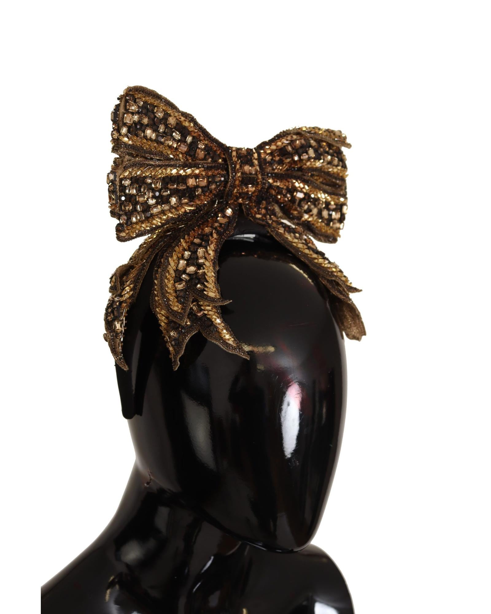 Dolce & Gabbana Embellished Bow Headband Women Gold Hair Accessories