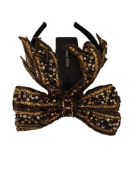 Dolce & Gabbana Embellished Bow Headband Women Gold Hair Accessories