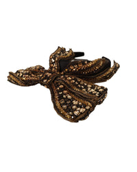 Dolce & Gabbana Embellished Bow Headband Women Gold Hair Accessories