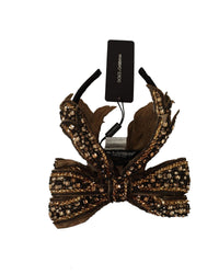 Dolce & Gabbana Embellished Bow Headband Women Gold Hair Accessories