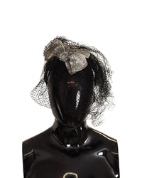 Dolce & Gabbana Black Sequined Hair Clip with Feather Accent