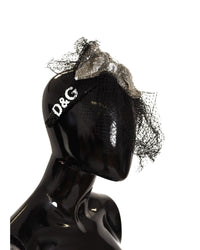 Dolce & Gabbana Black Sequined Hair Clip with Feather Accent