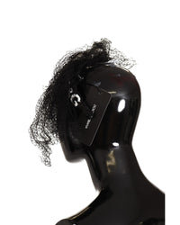 Dolce & Gabbana Black Sequined Hair Clip with Feather Accent