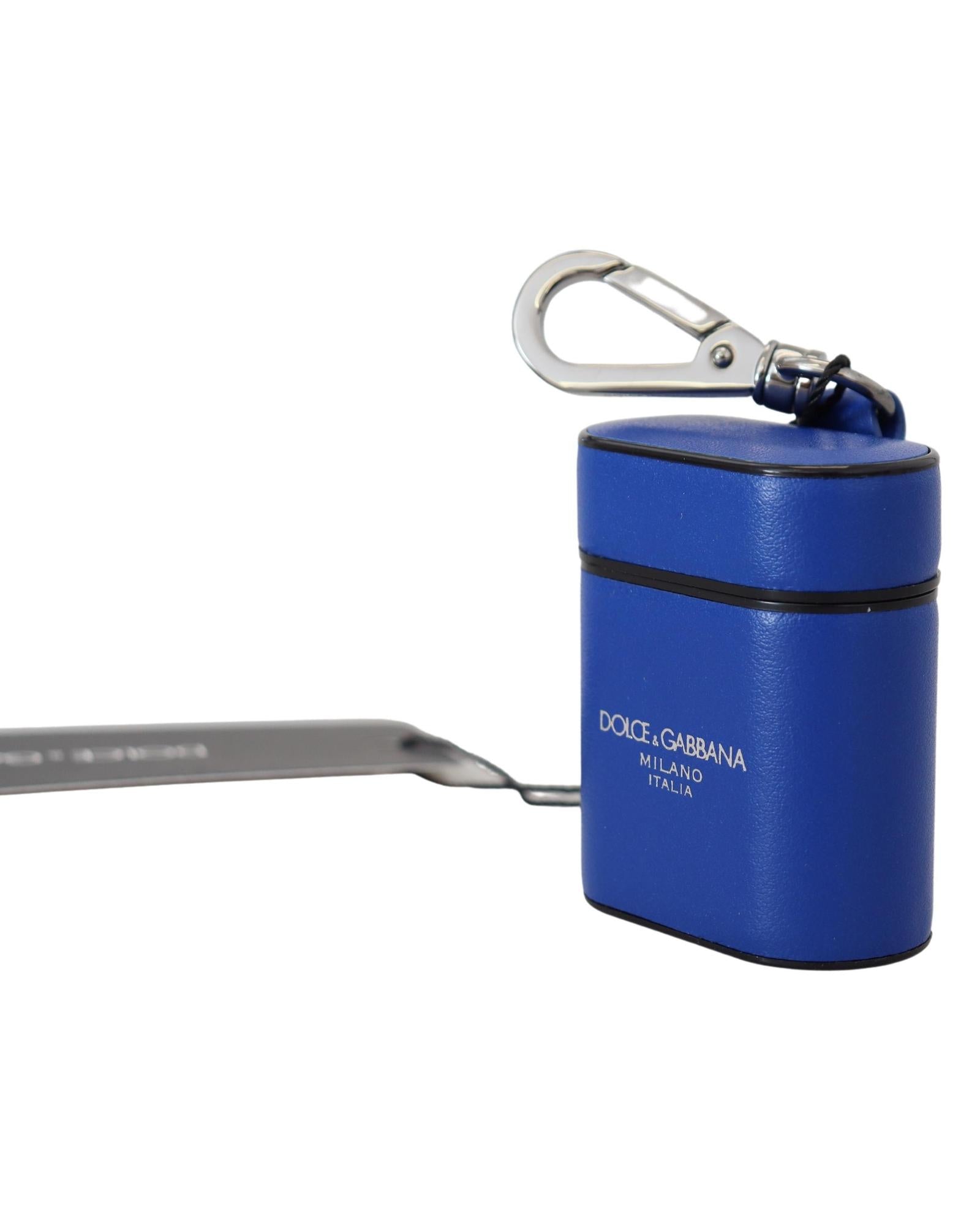 Dolce & Gabbana  Blue Leather AirPods Case with Keychain
