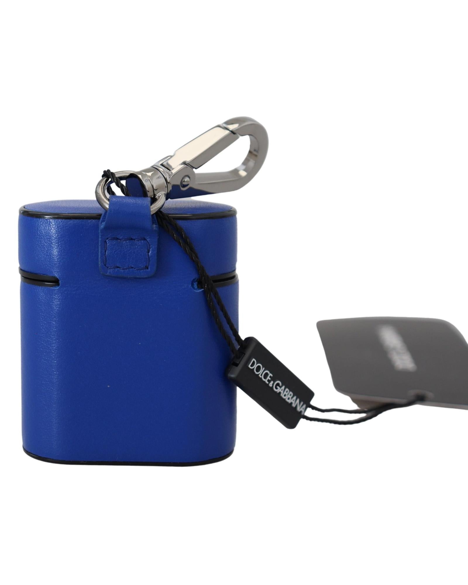 Dolce & Gabbana  Blue Leather AirPods Case with Keychain