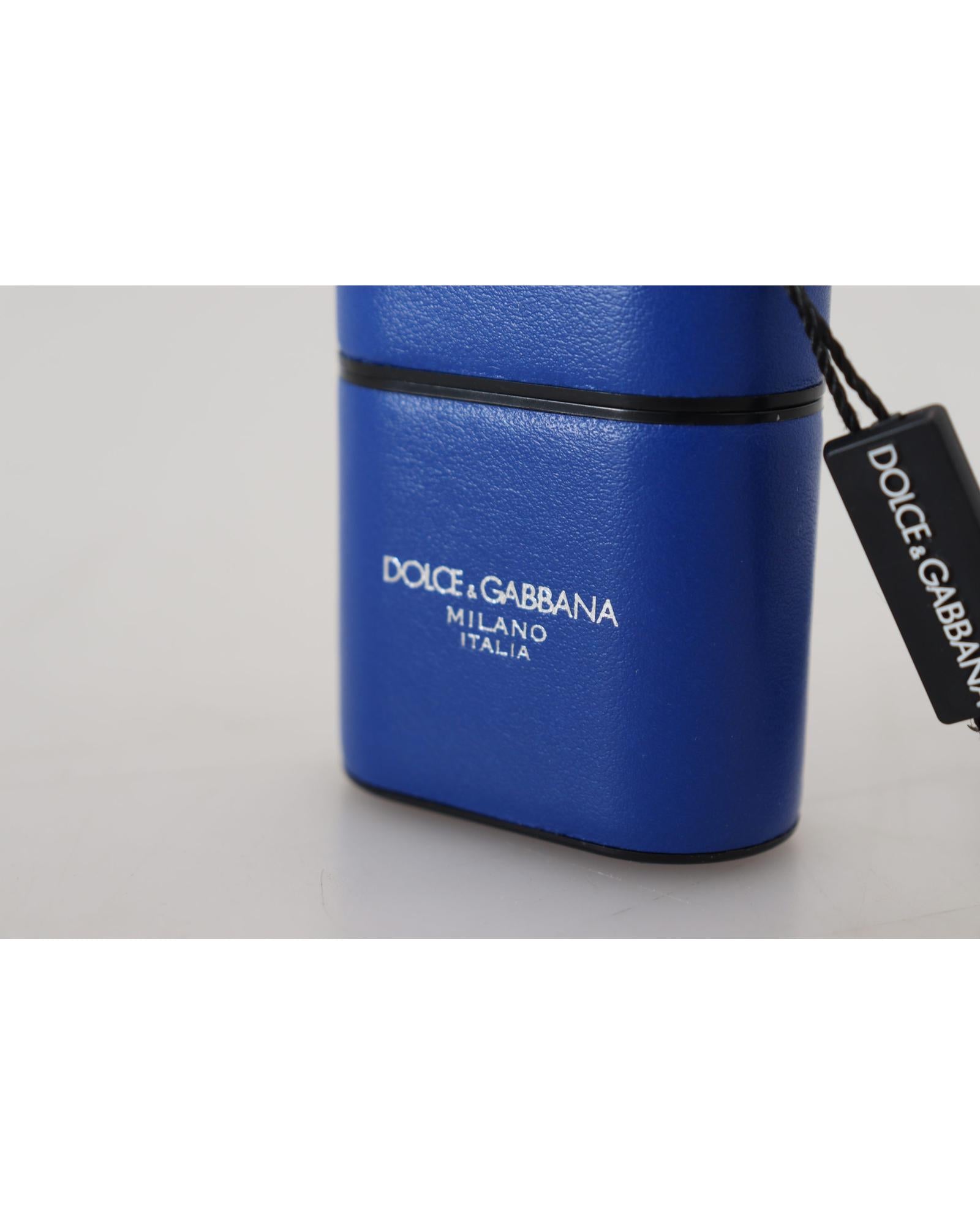 Dolce & Gabbana  Blue Leather AirPods Case with Keychain