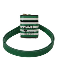 Dolce & Gabbana Airpods Case Protective Leather Strap Women Green Miscellaneous Accessories