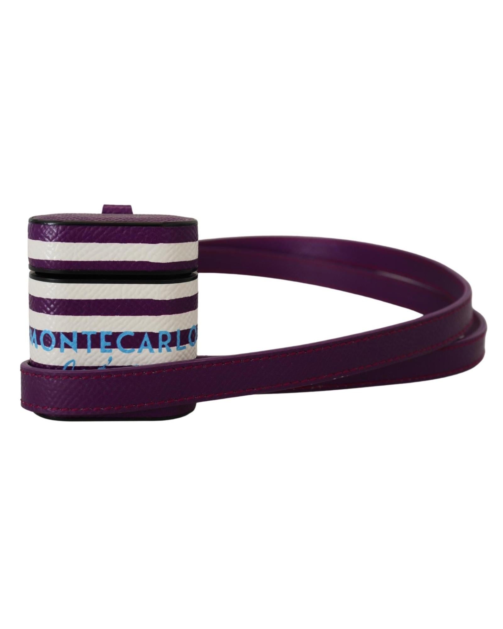 Dolce & Gabbana Airpod Case Protective Leather Strap Women Purple Miscellaneous Accessories