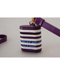 Dolce & Gabbana Airpod Case Protective Leather Strap Women Purple Miscellaneous Accessories
