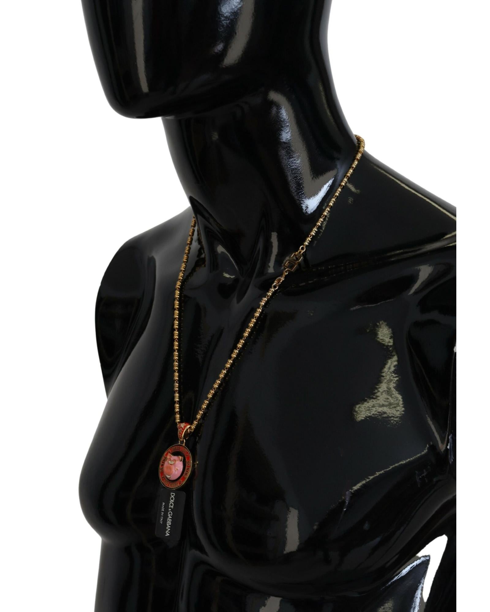 Dolce & Gabbana  Be Kind Choose Love Pig Necklace Gold-tone Metal
