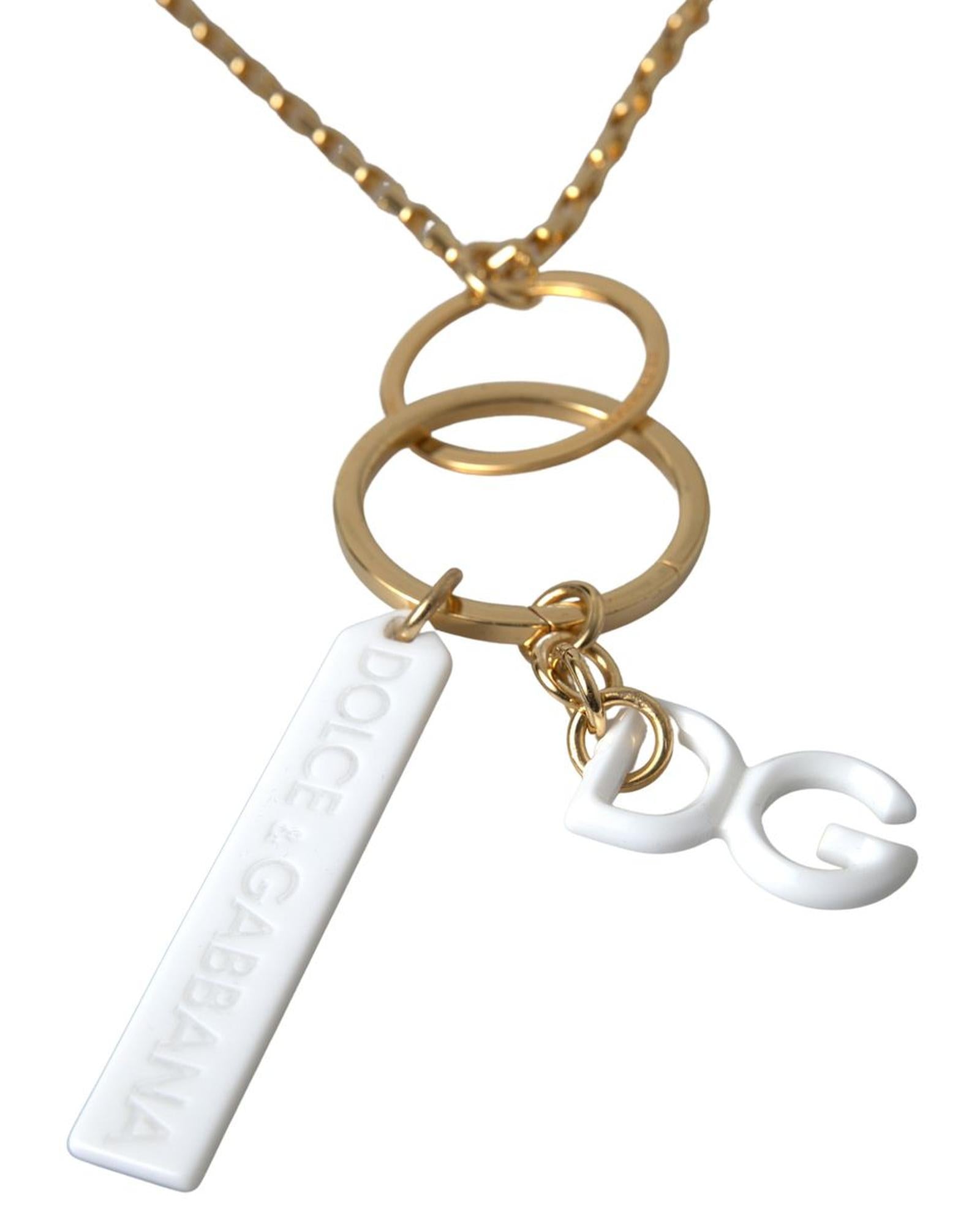 Dolce & Gabbana  Gold-Tone Keychain with Double Ring and DG Logo Charm