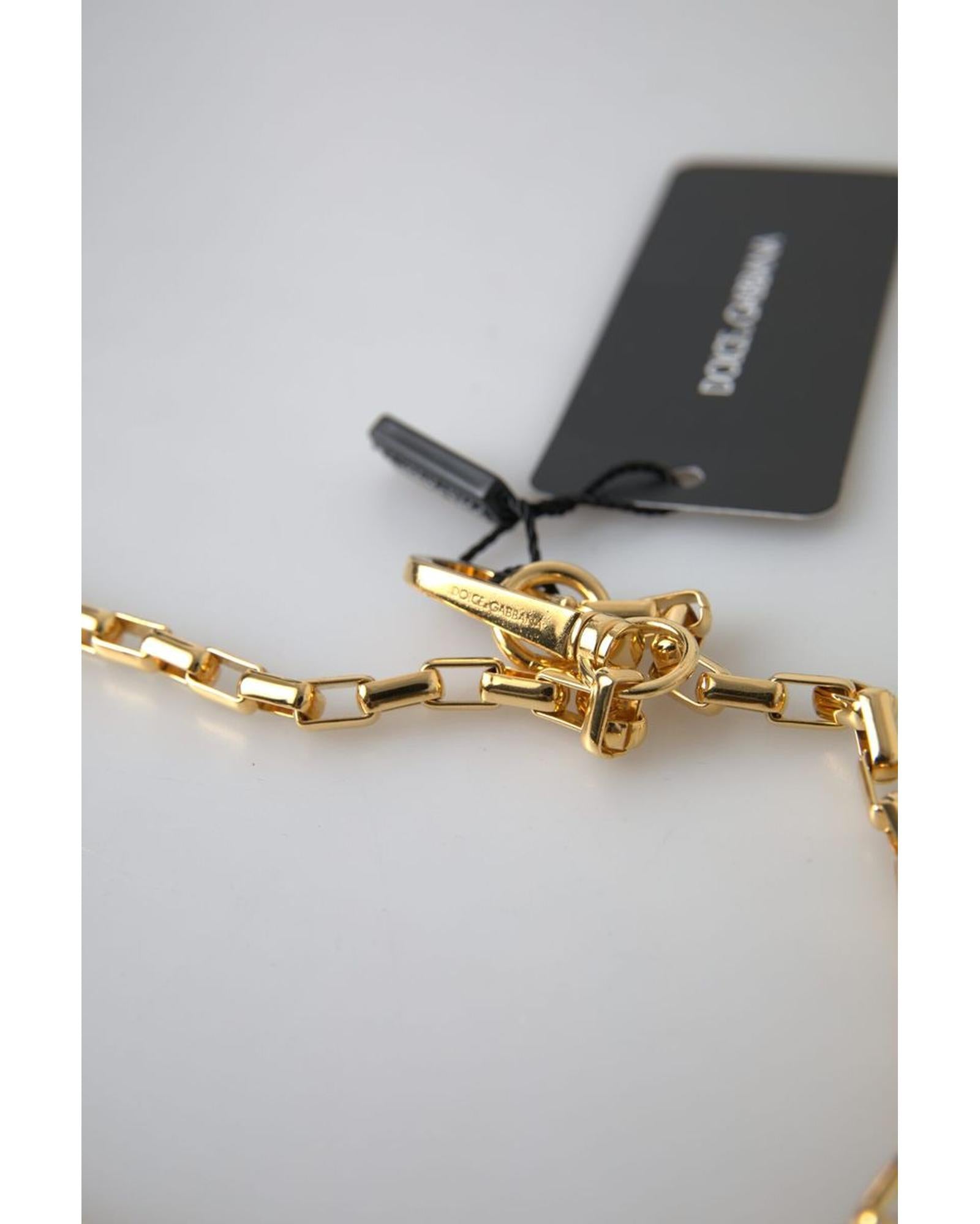 Dolce & Gabbana  Gold-Tone Keychain with Double Ring and DG Logo Charm