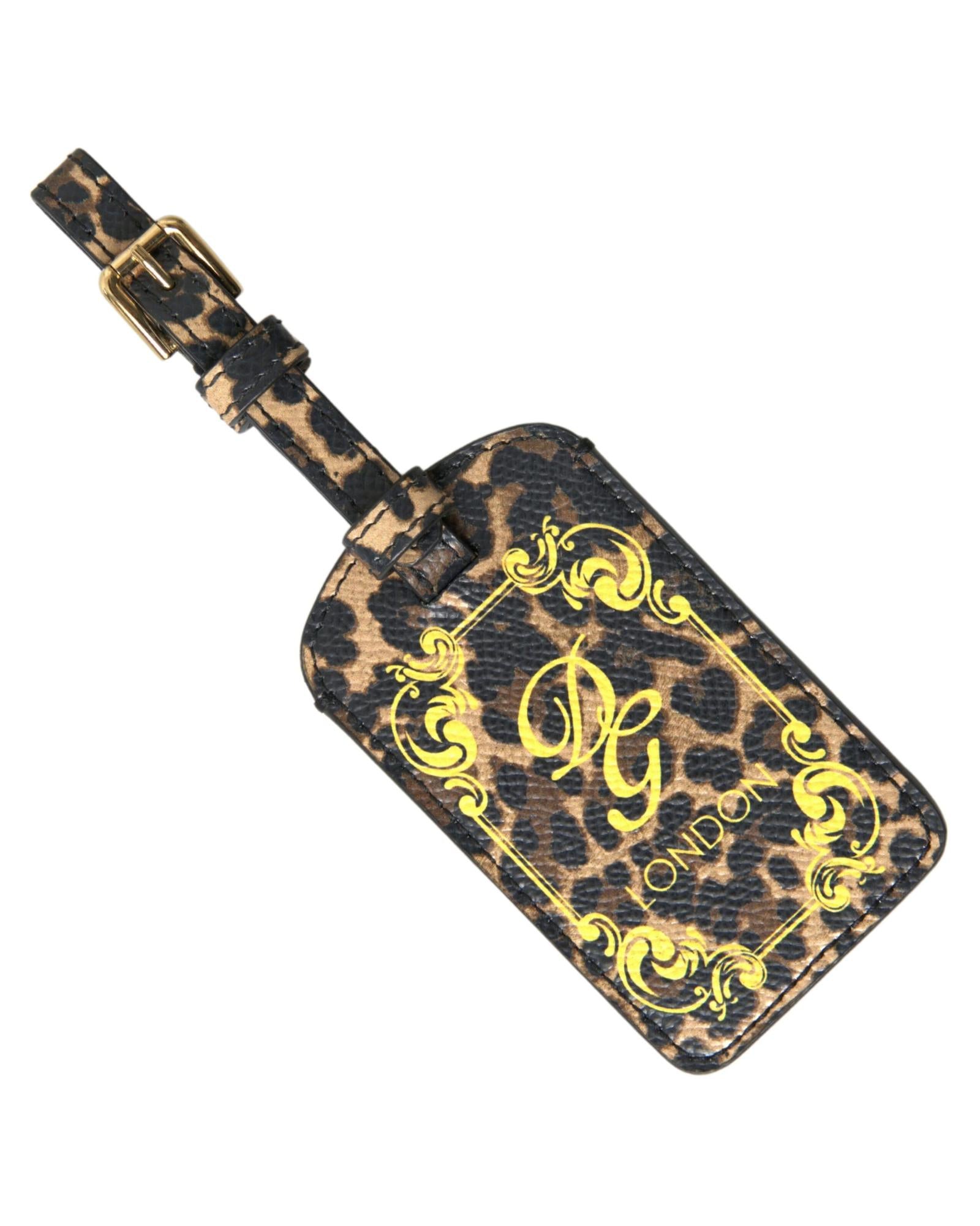 Dolce & Gabbana  Leopard Print Leather Luggage Tag