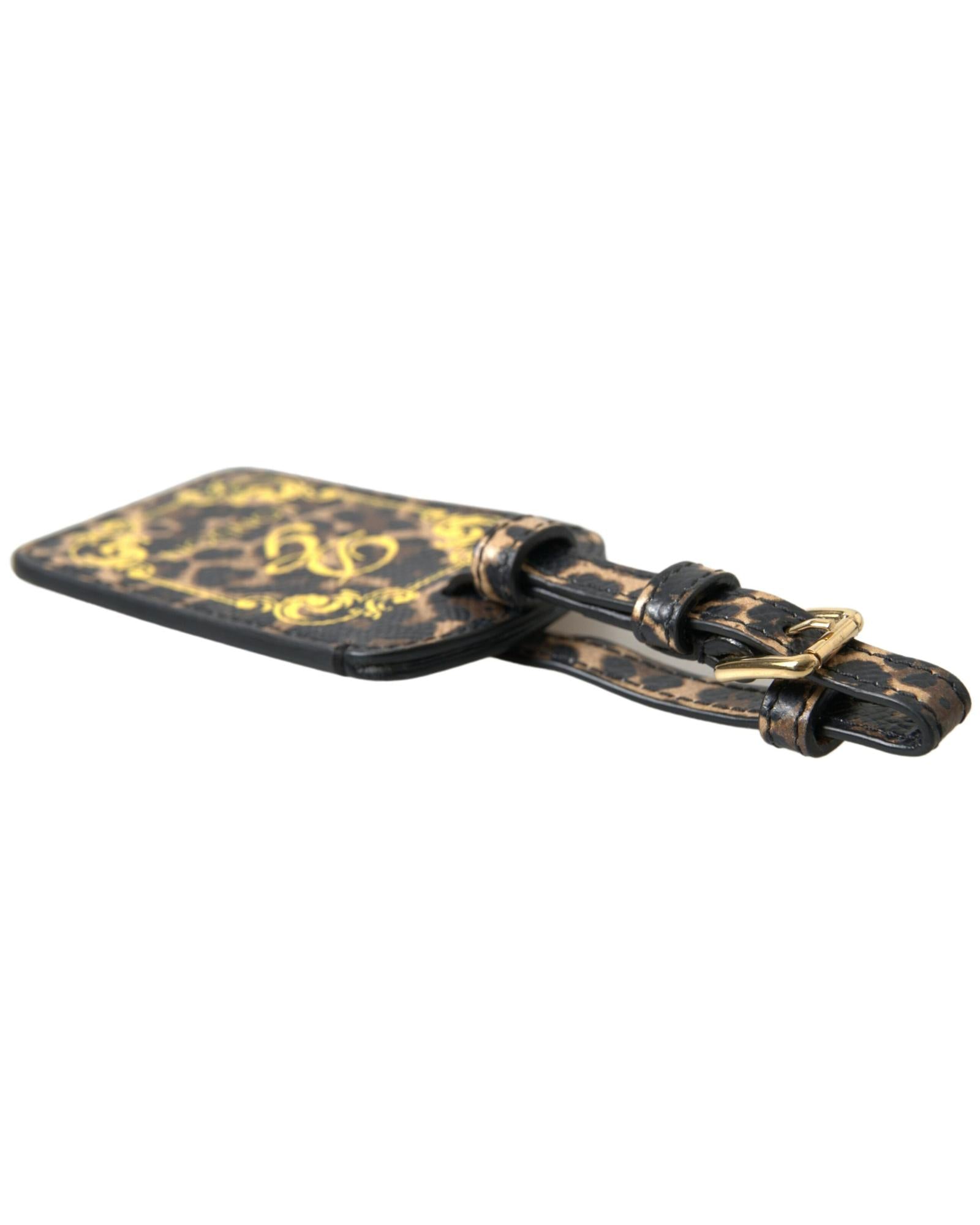 Dolce & Gabbana  Leopard Print Leather Luggage Tag