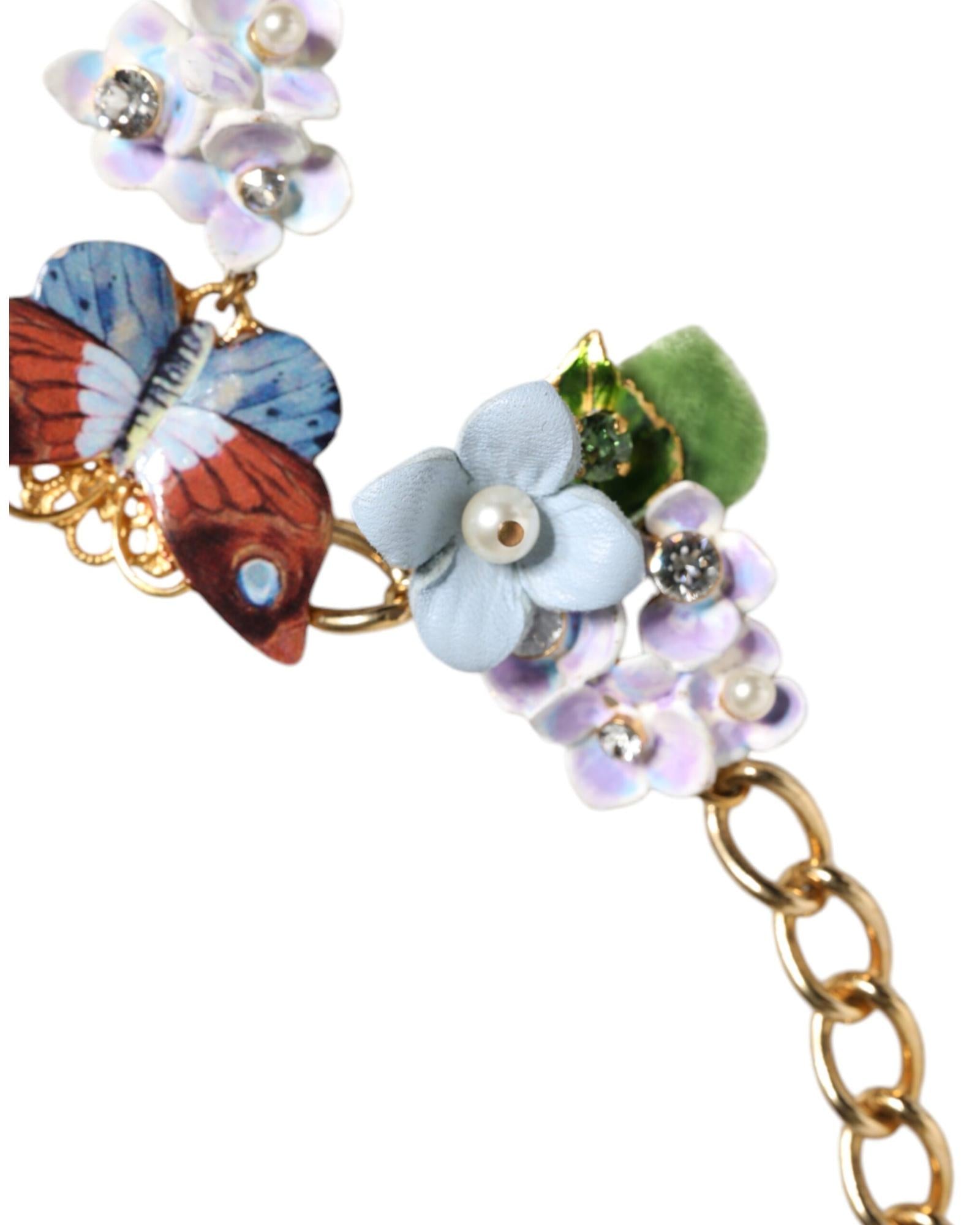 Dolce & Gabbana  Floral Butterfly Necklace Gold