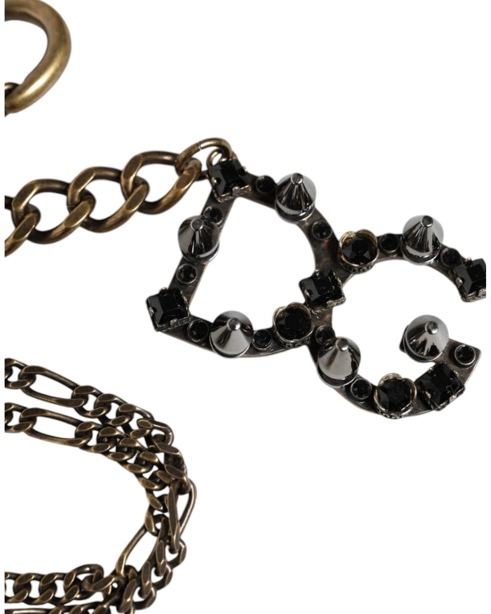 Dolce & Gabbana  Gold-Tone Keychain with Rhinestone DG Logo Charm