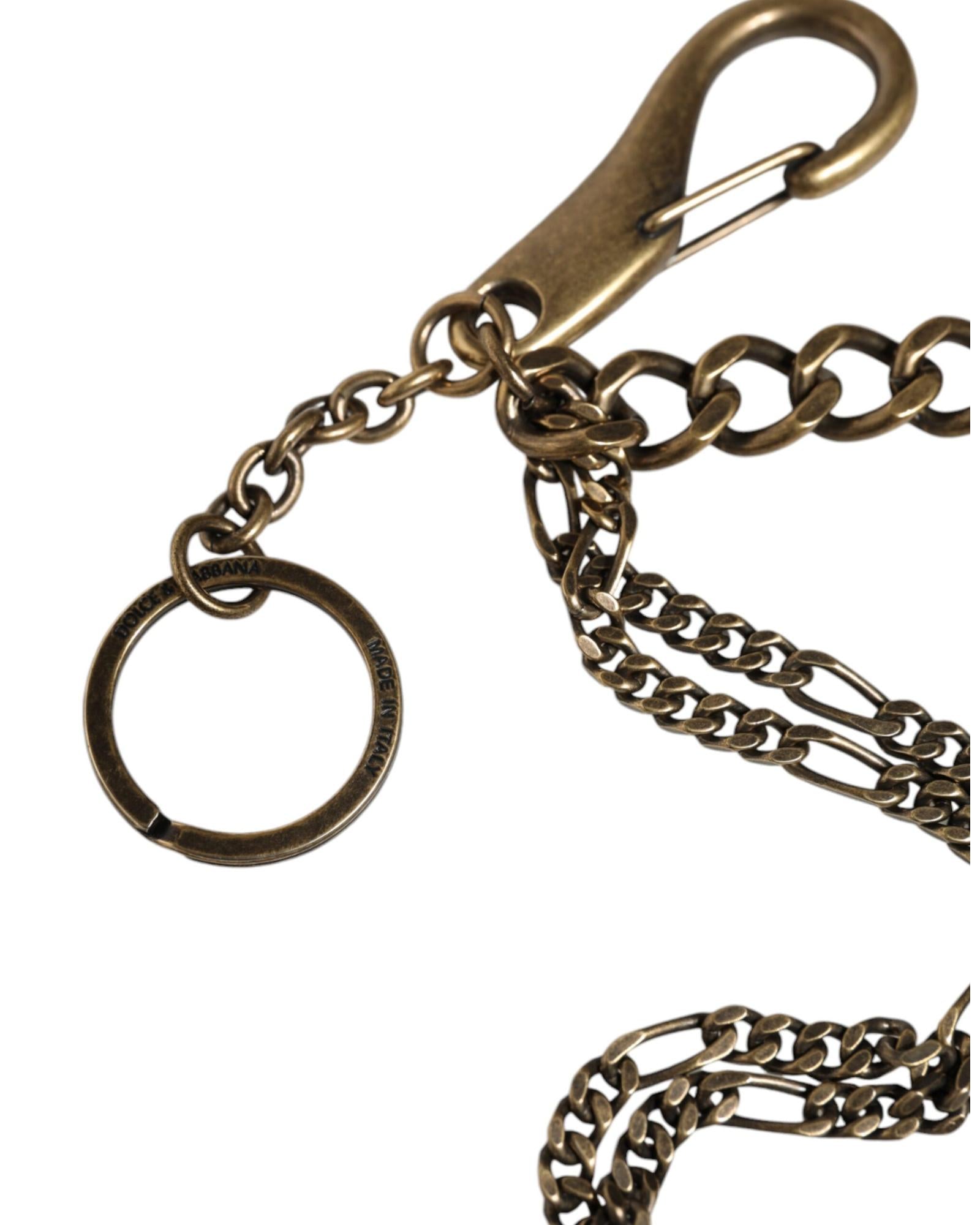 Dolce & Gabbana  Gold-Tone Keychain with Rhinestone DG Logo Charm