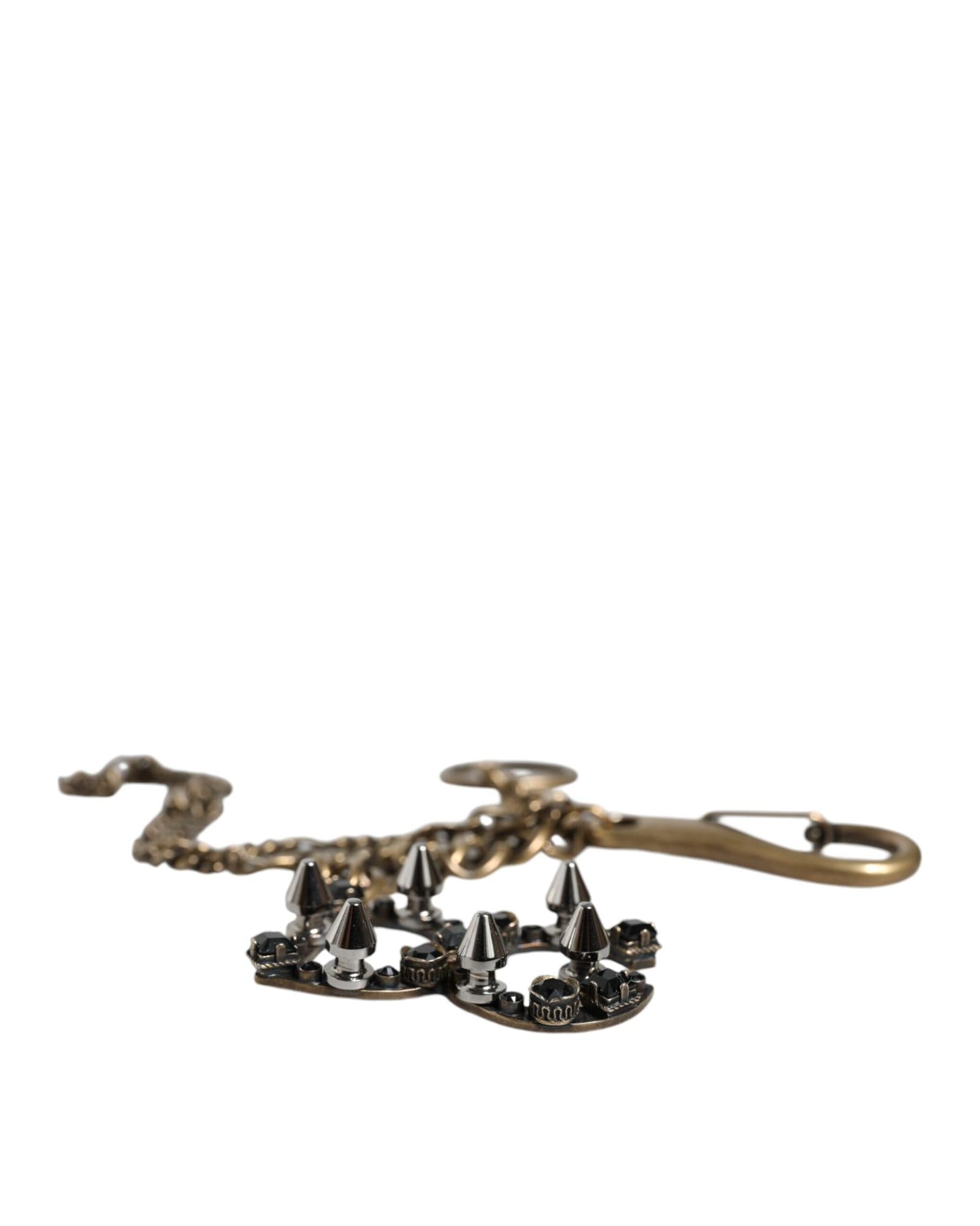 Dolce & Gabbana  Gold-Tone Keychain with Rhinestone DG Logo Charm