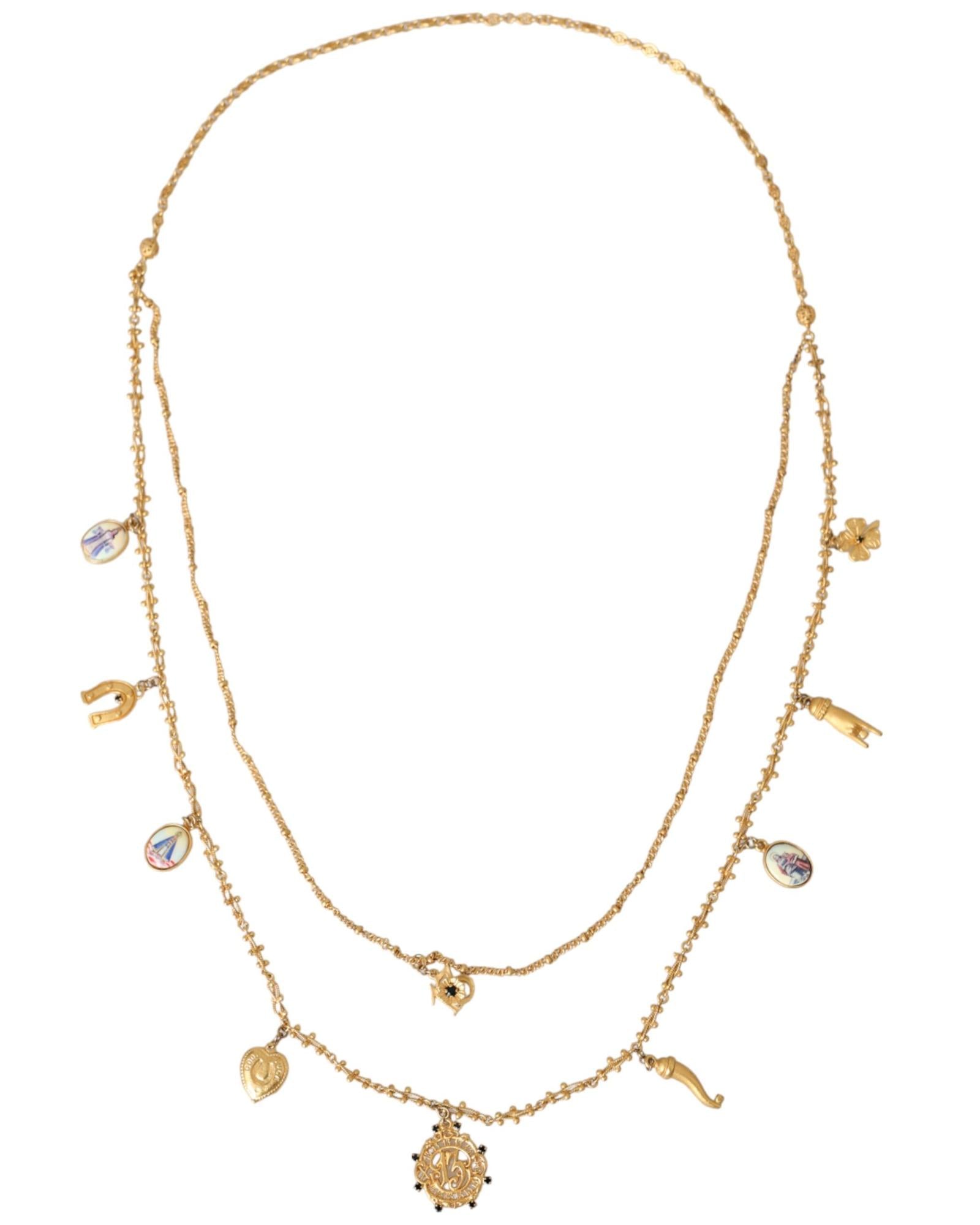 Dolce & Gabbana Multi Charms Necklace Goldtone brass Women