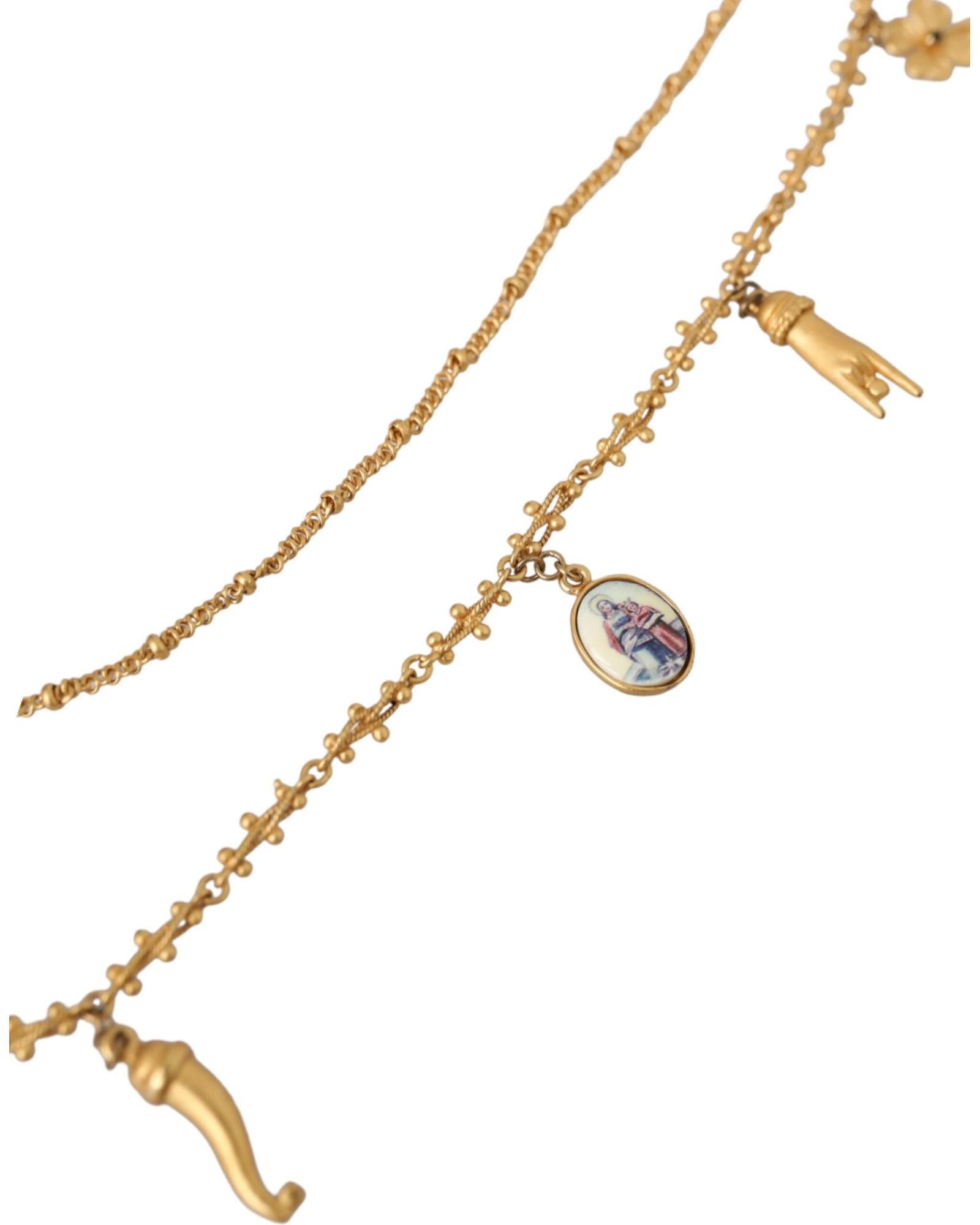Dolce & Gabbana Multi Charms Necklace Goldtone brass Women