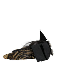 Dolce & Gabbana Black Bow Hair Clip Glitter Headband Women Hair Accessories