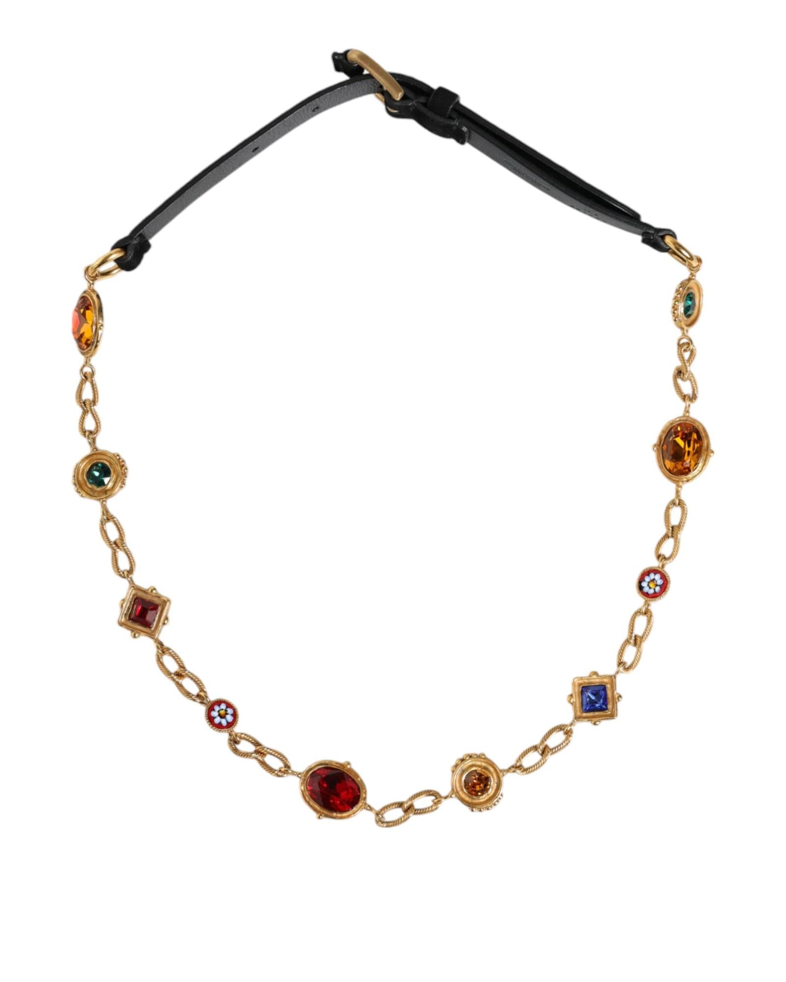 Dolce & Gabbana  Multicolored Crystal Chain Belt