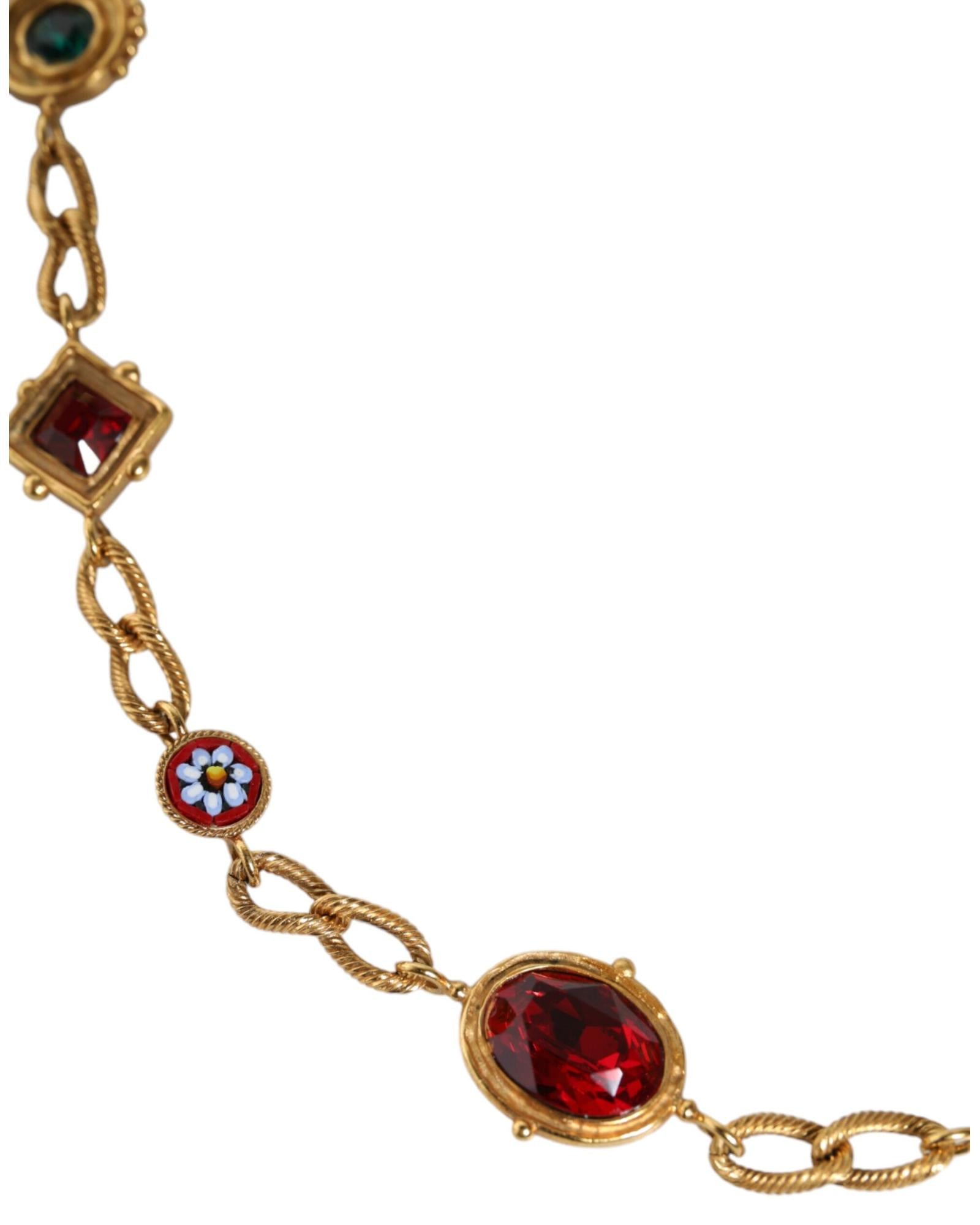 Dolce & Gabbana  Multicolored Crystal Chain Belt