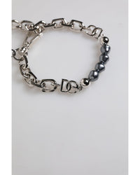 Dolce & Gabbana Chain Bracelet Pearl Detail Men Silver