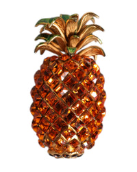 Dolce & Gabbana Pineapple Crystal Brooch Women Gold Brooches Gold