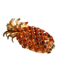 Dolce & Gabbana Pineapple Crystal Brooch Women Gold Brooches