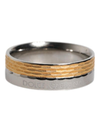 Dolce & Gabbana TwoTone Textured Metal Ring Men Gold One Size Fits All Gold