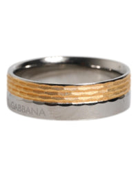 Dolce & Gabbana TwoTone Textured Metal Ring Men Gold