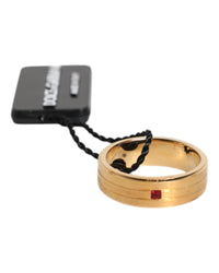 Dolce & Gabbana Gold Band Ring Red Gemstone Men One Size Fits All Gold