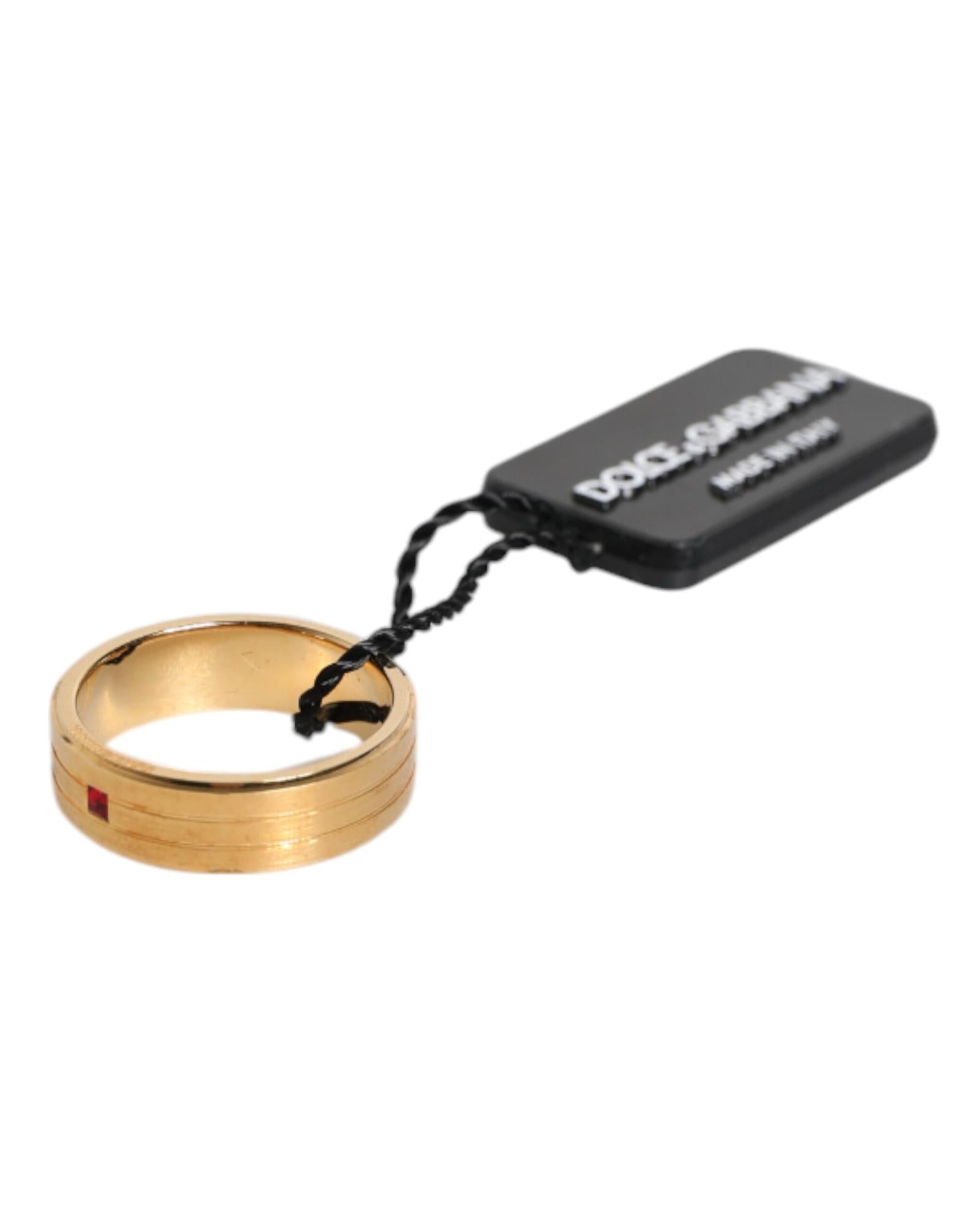 Dolce & Gabbana Gold Band Ring Red Gemstone Men
