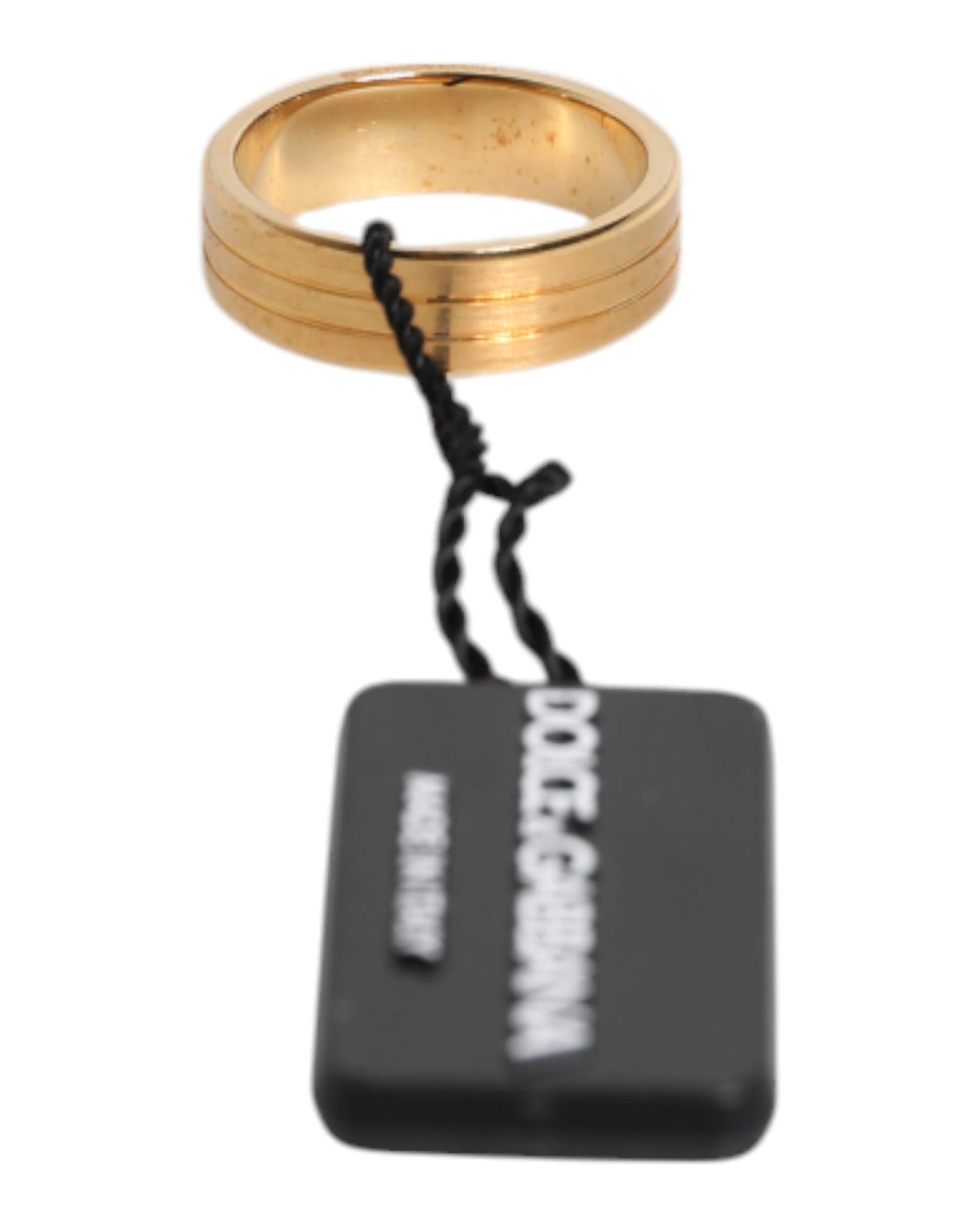 Dolce & Gabbana Gold Band Ring Red Gemstone Men