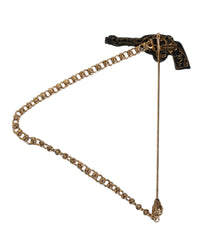 Dolce & Gabbana Chain Gun Brooch Men Gold Black Others