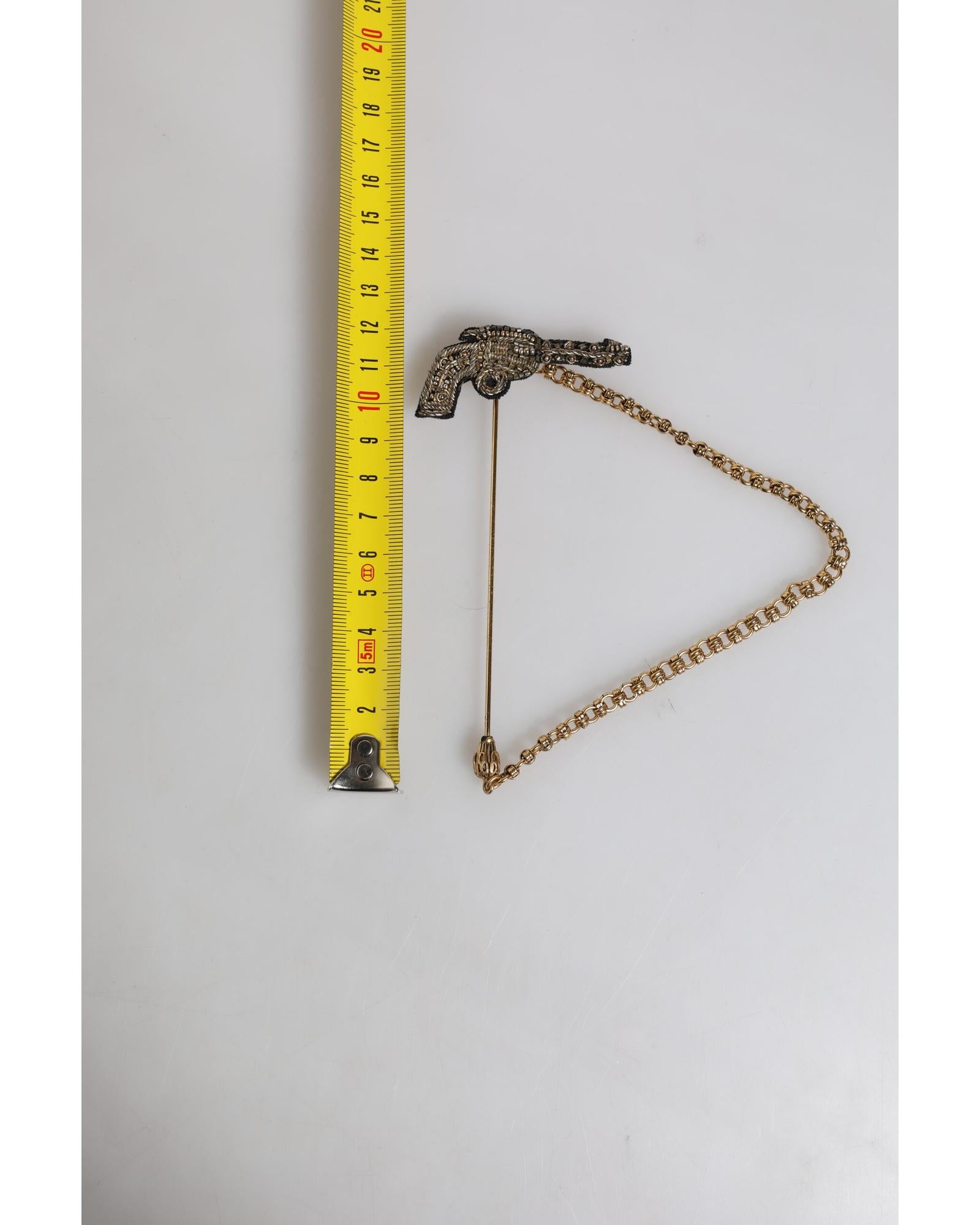 Dolce & Gabbana Chain Gun Brooch Men Gold Black Others