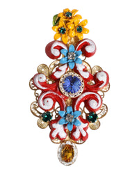 Dolce & Gabbana Decorative Enamel Flower Brooch Women Multicolor Other ONE SIZE Multicolor