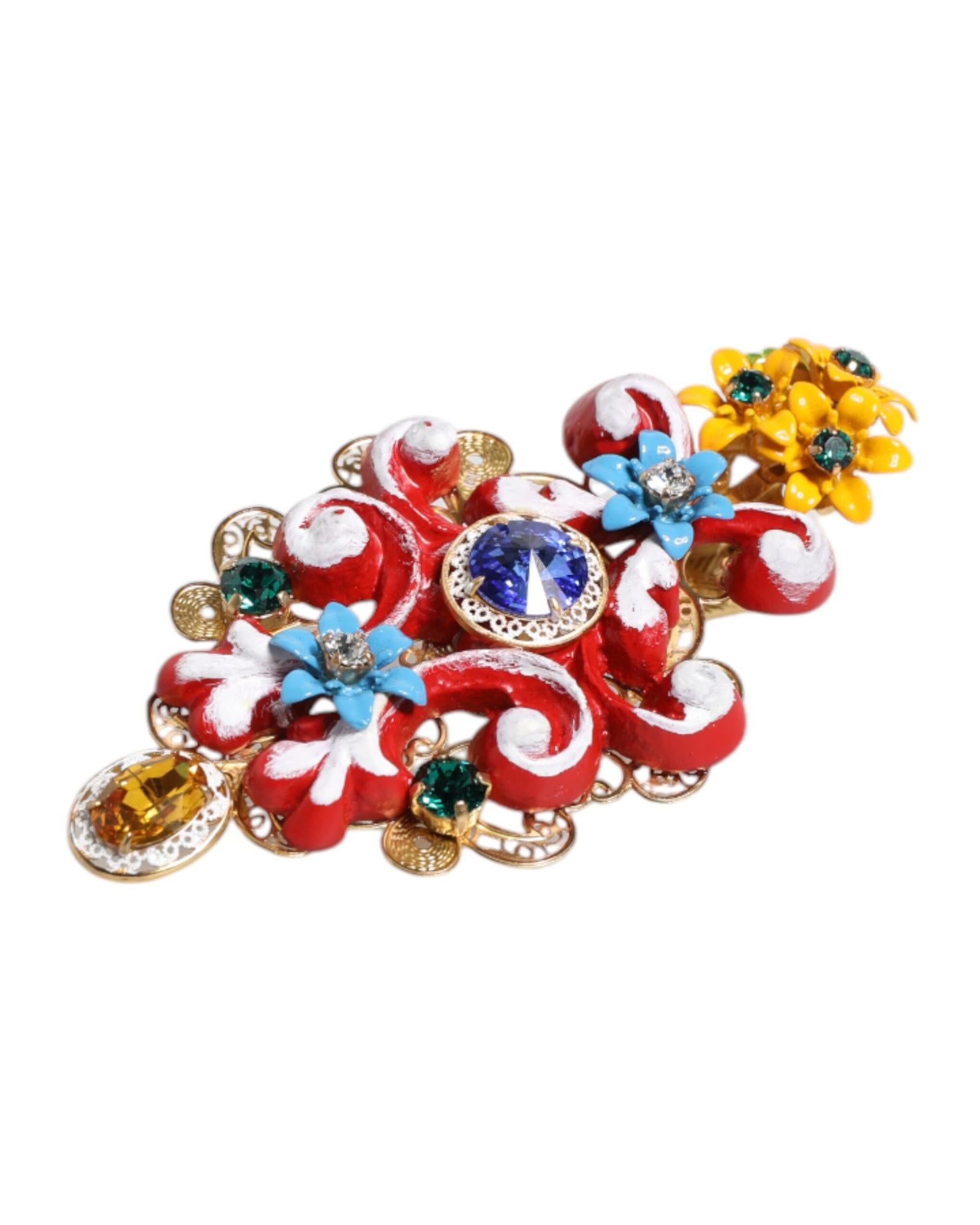 Dolce & Gabbana Decorative Enamel Flower Brooch Women Multicolor Other